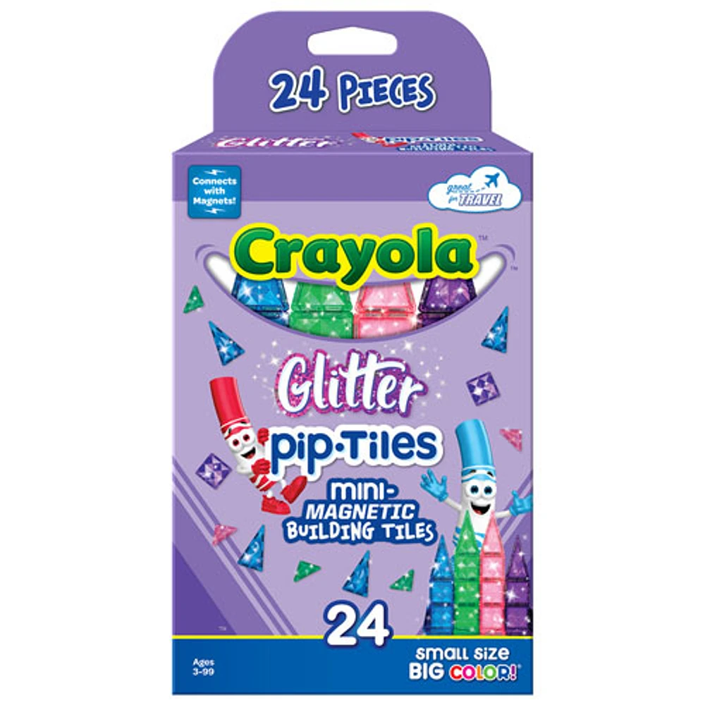 Crayola Glitter Pip-Tiles Mini- Magnetic Building Tiles - 24 Pieces