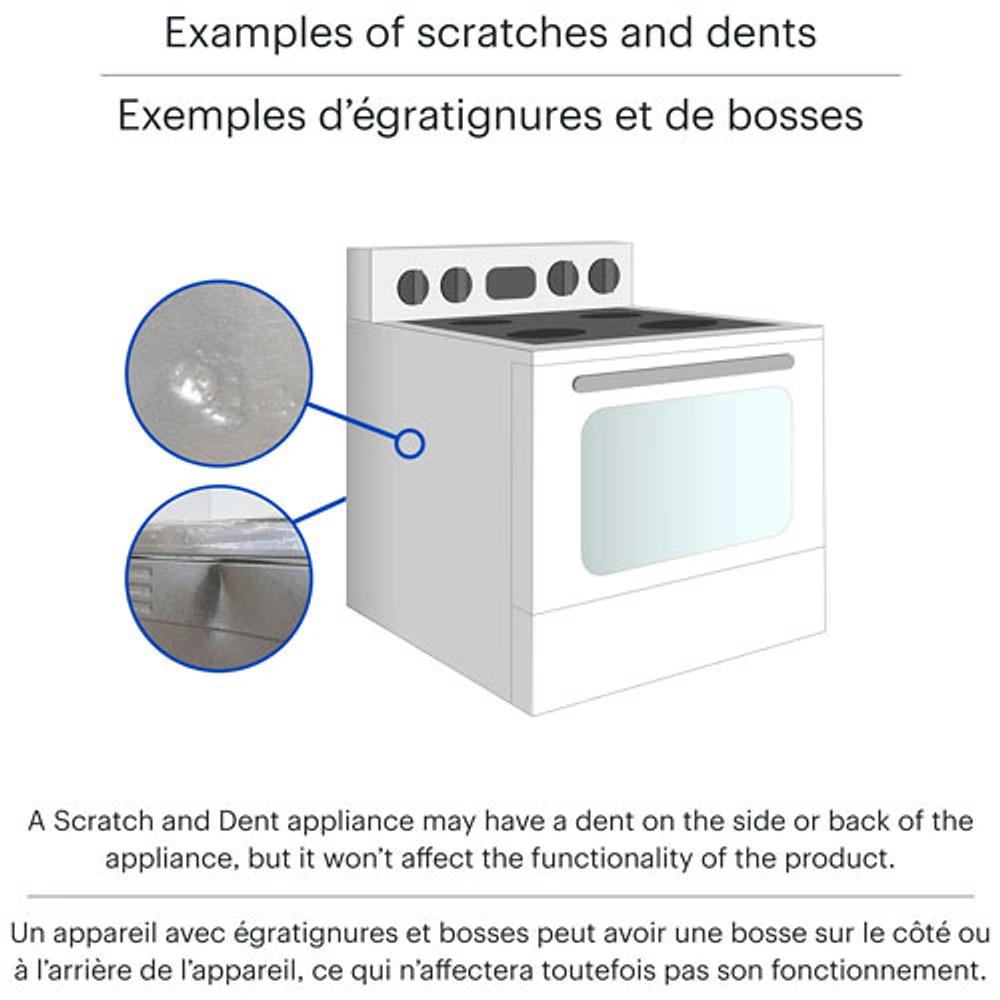 Boîte ouverte - Cuisinière électrique à 5 éléments avec four autonettoyant 5,3 pi³ 30 po série 3 de Whirlpool - Endommagé