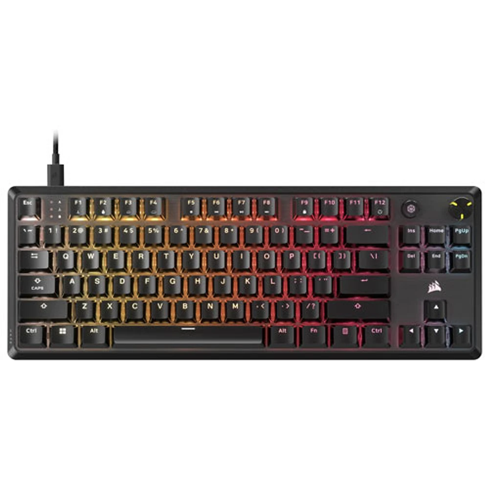 Clavier de jeu sans pavé numérique avec fil rétroéclairé à commutateurs mécaniques linéaires Red K70 CORE de Corsair - Noir