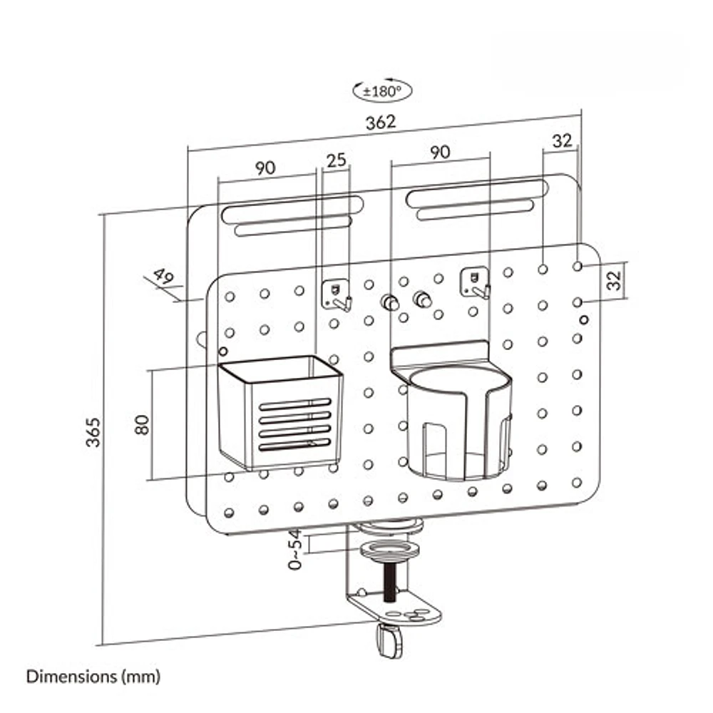 Kopplen Desk-Mounted Rotating Pegboard Vertical Organizer