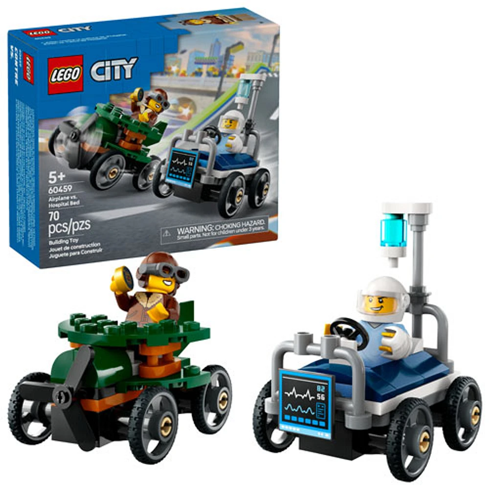 LEGO City: Airplane vs. Hospital Bed Race Car Pack - 70 Pieces (60459)