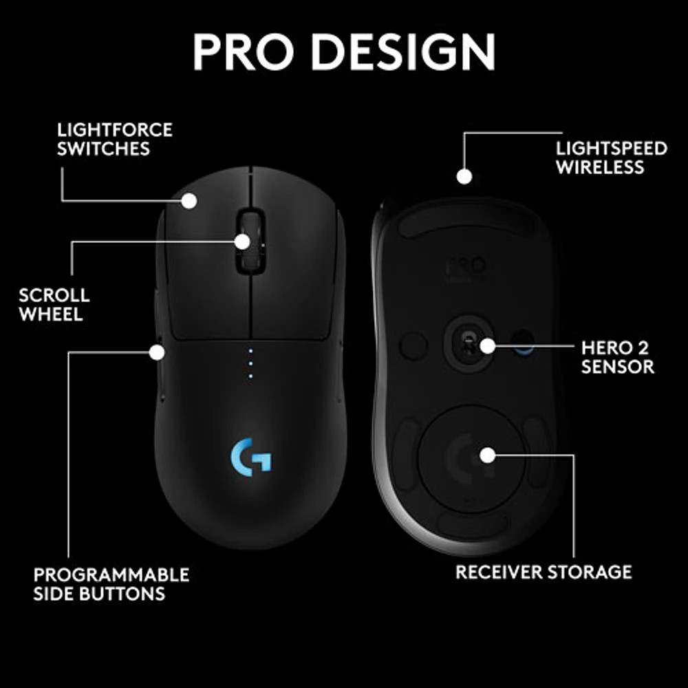 Logitech G PRO 2 LIGHTSPEED 32000 DPI Wireless Optical Gaming Mouse