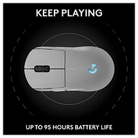 Souris de jeu optique sans fil de 44000 ppp PRO 2 LIGHTSPEED de Logitech G - Blanc