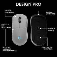 Souris de jeu optique sans fil de 44000 ppp PRO 2 LIGHTSPEED de Logitech G - Blanc