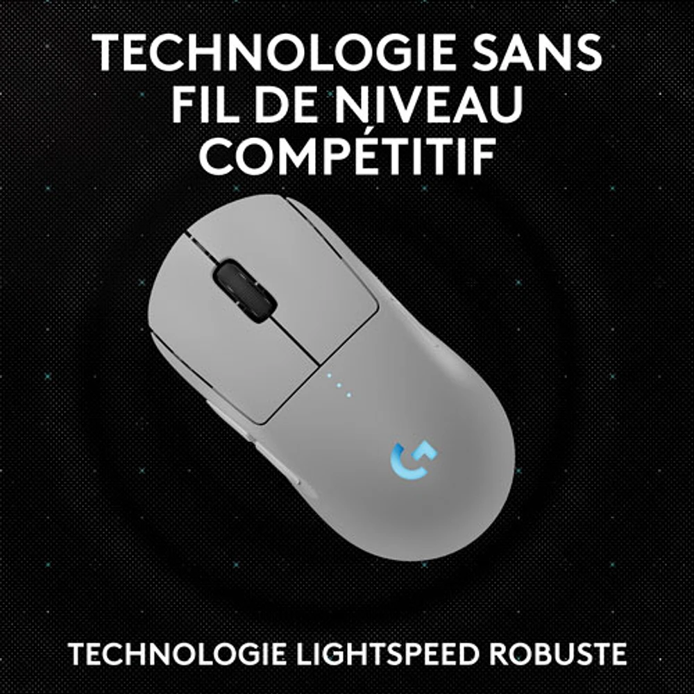 Souris de jeu optique sans fil de 44000 ppp PRO 2 LIGHTSPEED de Logitech G - Blanc