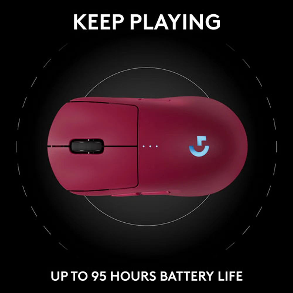 Souris de jeu optique sans fil de 44000 ppp PRO 2 LIGHTSPEED de Logitech G - Magenta