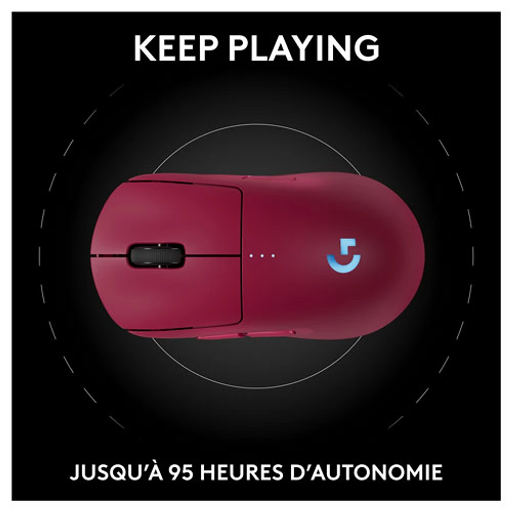 Souris de jeu optique sans fil de 44000 ppp PRO 2 LIGHTSPEED de Logitech G - Magenta