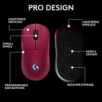 Souris de jeu optique sans fil de 44000 ppp PRO 2 LIGHTSPEED de Logitech G - Magenta