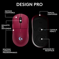 Souris de jeu optique sans fil de 44000 ppp PRO 2 LIGHTSPEED de Logitech G - Magenta