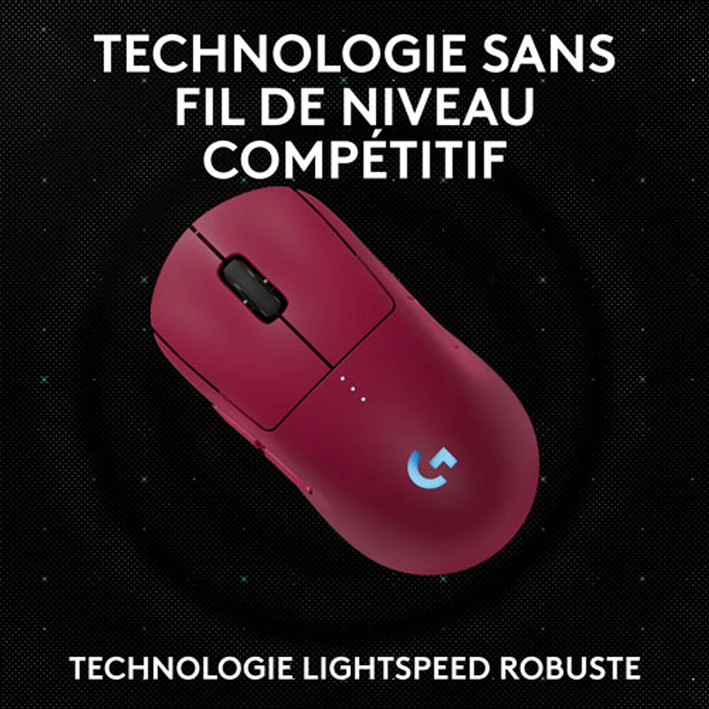 Souris de jeu optique sans fil de 44000 ppp PRO 2 LIGHTSPEED de Logitech G - Magenta