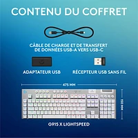 Clavier de jeu pleine grandeur sans fil rétroéclairé à commutateurs mécaniques tactiles GL G915 X LIGHTSPEED de Logitech