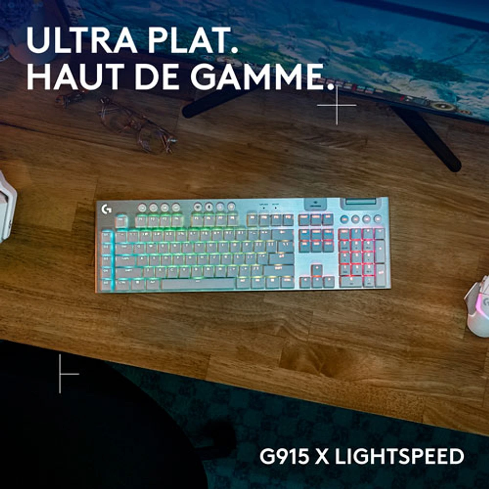 Clavier de jeu pleine grandeur sans fil rétroéclairé à commutateurs mécaniques tactiles GL G915 X LIGHTSPEED de Logitech