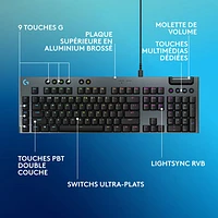 Logitech G915 X Wired Backlit Mechanical GL Tactile Full-Size Gaming Keyboard - Black