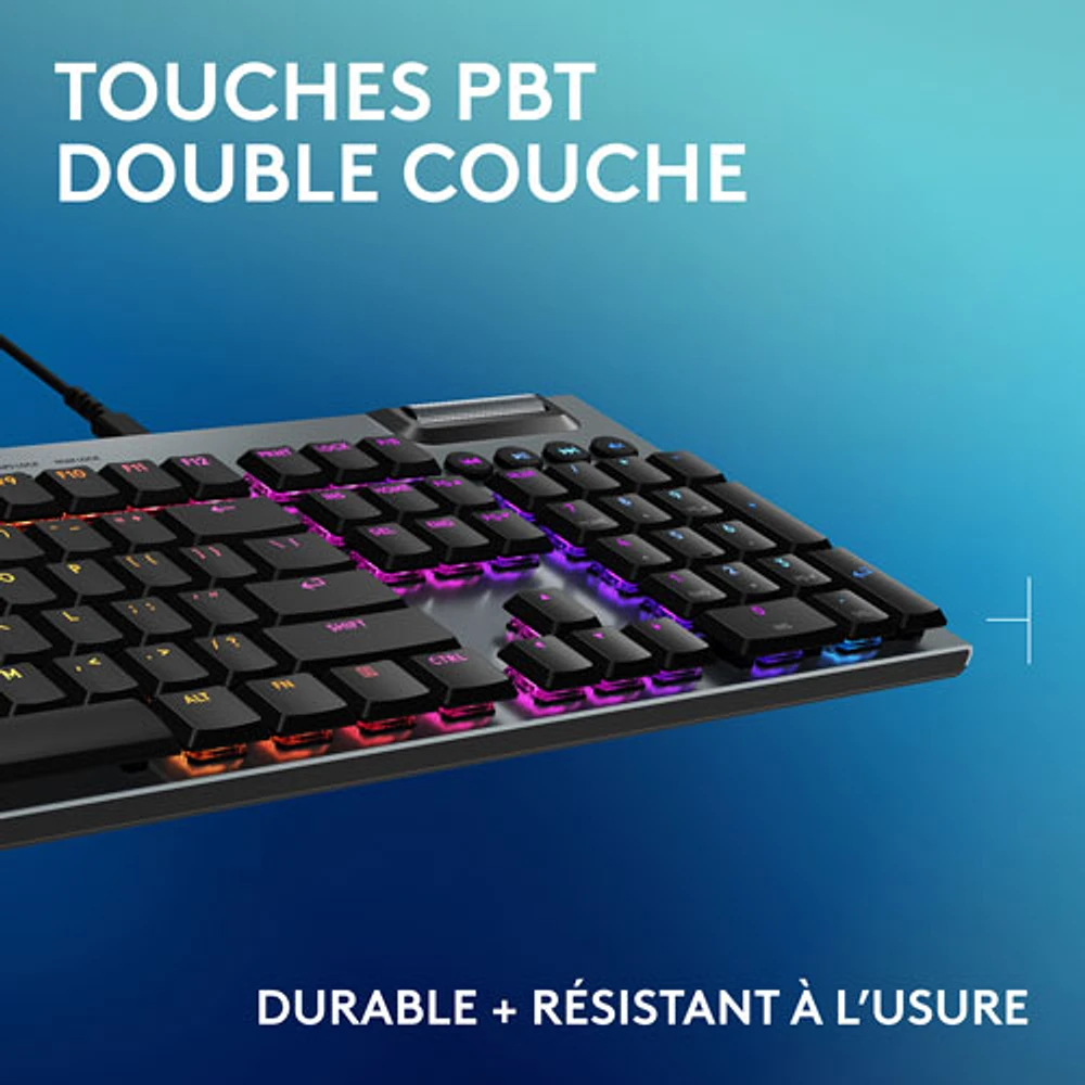 Clavier de jeu pleine grandeur avec fil rétroéclairé à commutateurs mécaniques linéaires GL G915 X de Logitech - Noir