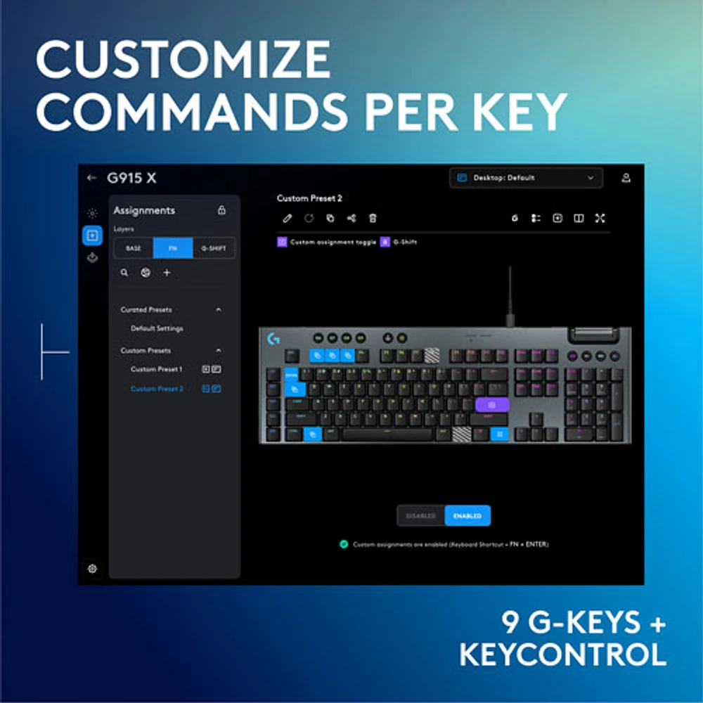 Clavier de jeu pleine grandeur avec fil rétroéclairé à commutateurs mécaniques linéaires GL G915 X de Logitech - Noir