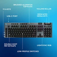 Logitech G915 X LIGHTSPEED Wireless Backlit Mechanical GL Linear Full-Size Gaming Keyboard - Black