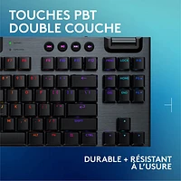 Clavier de jeu sans fil rétroéclairé à commutateurs linéaires GL sans pavé numérique G915 X LIGHTSPEED de Logitech - Noir