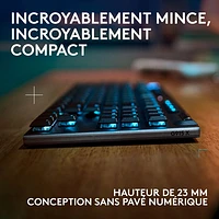 Clavier de jeu sans fil rétroéclairé à commutateurs linéaires GL sans pavé numérique G915 X LIGHTSPEED de Logitech - Noir