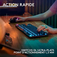 Clavier de jeu sans fil rétroéclairé à commutateurs linéaires GL sans pavé numérique G915 X LIGHTSPEED de Logitech - Noir