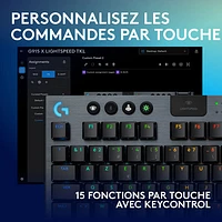 Clavier de jeu sans fil rétroéclairé à commutateurs linéaires GL sans pavé numérique G915 X LIGHTSPEED de Logitech - Noir