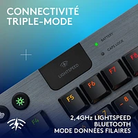 Clavier de jeu sans fil rétroéclairé à commutateurs linéaires GL sans pavé numérique G915 X LIGHTSPEED de Logitech - Noir