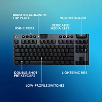 Clavier de jeu sans fil rétroéclairé à commutateurs linéaires GL sans pavé numérique G915 X LIGHTSPEED de Logitech - Noir