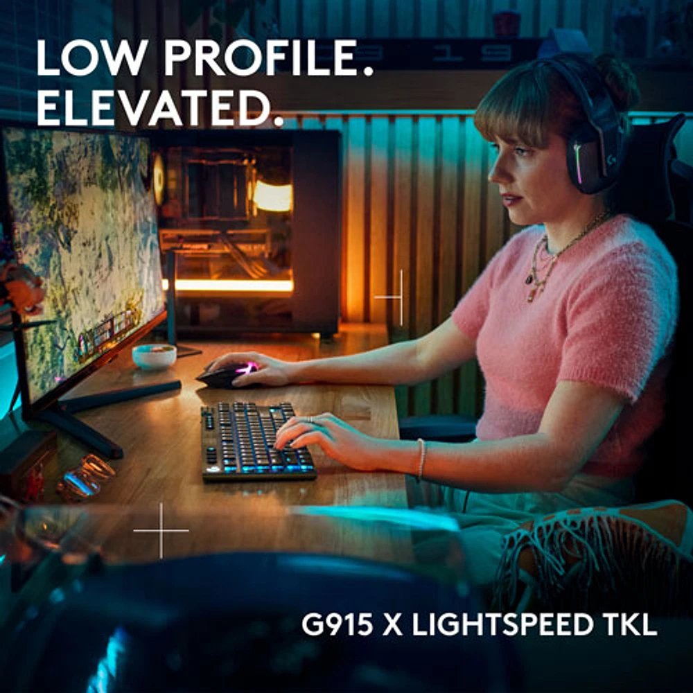 Logitech G915 X LIGHTSPEED Wireless Backlit Mechanical GL Clicky TKL Gaming Keyboard - Black