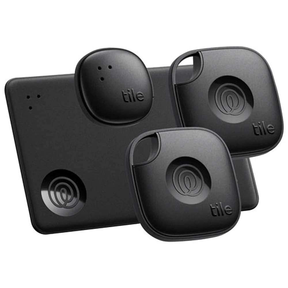 Tile Mate (2024) Bluetooth Item Tracker Essential Pack - Set of 4 - Black