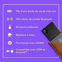 Dispositif de repérage d'article Bluetooth Slim de Tile (2024) - Noir