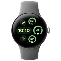 Montre Pixel Watch 3 de Google (LTE + GPS) avec boîtier de 41 mm en aluminium champagne doré et bracelet sport vert lichen, avec TELUS - Financement mensuel