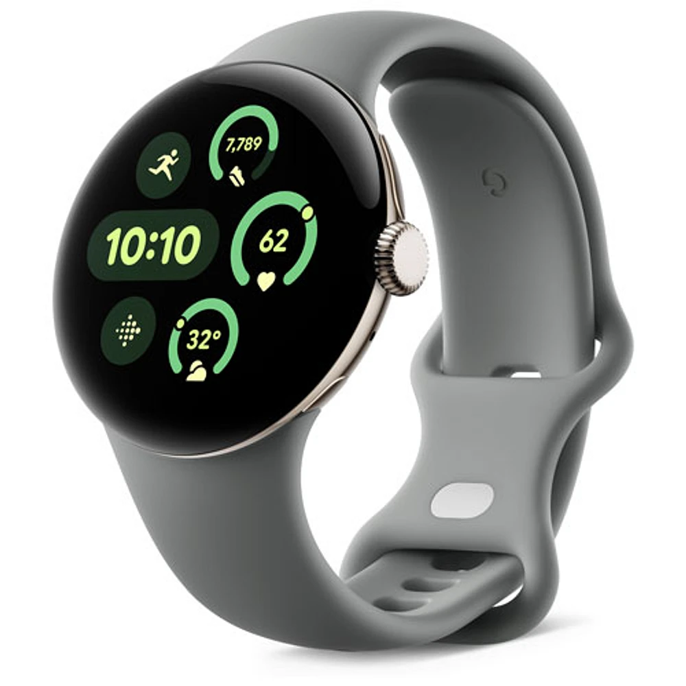 TELUS Google Pixel Watch 3 (LTE + GPS) 45mm Matte Hazel Aluminum Case w/Hazel Active Band - Monthly Financing