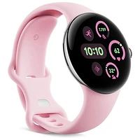 Montre Pixel Watch 3 (LTE + GPS) de Google avec boîtier de 41 mm en aluminium argenté poli et bracelet sport quartz rose, avec TELUS - Financement mensuel