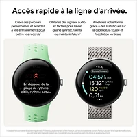 Montre Pixel Watch 3 (LTE + GPS) de Google avec boîtier de 41 mm en aluminium argenté poli et bracelet sport quartz rose, avec TELUS - Financement mensuel