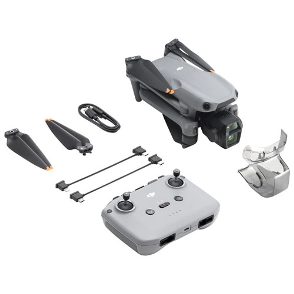 Drone quadricoptère Air 3S avec caméra et manette de DJI (DJI RC-N3) - Gris