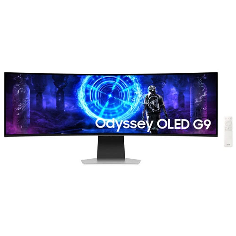 Moniteur de jeu G-Sync/FreeSync DELO incurvé QHD 240 Hz 49 po Odyssey G9 de Samsung avec temps de réponse de 0,03 ms gris à gris (LS49DG954SNXGO) - Argenté