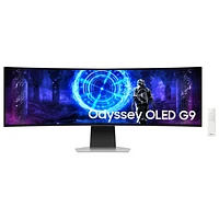 Moniteur de jeu G-Sync/FreeSync DELO incurvé QHD 240 Hz 49 po Odyssey G9 de Samsung avec temps de réponse de 0,03 ms gris à gris (LS49DG954SNXGO) - Argenté