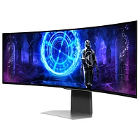 Moniteur de jeu G-Sync/FreeSync DELO incurvé QHD 240 Hz 49 po Odyssey G9 de Samsung avec temps de réponse de 0,03 ms gris à gris (LS49DG954SNXGO) - Argenté