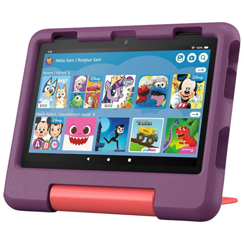 Tablette 8 po 32 Go FireOS Fire HD 8 Kids (2024) d'Amazon avec étui à l'épreuve des enfants