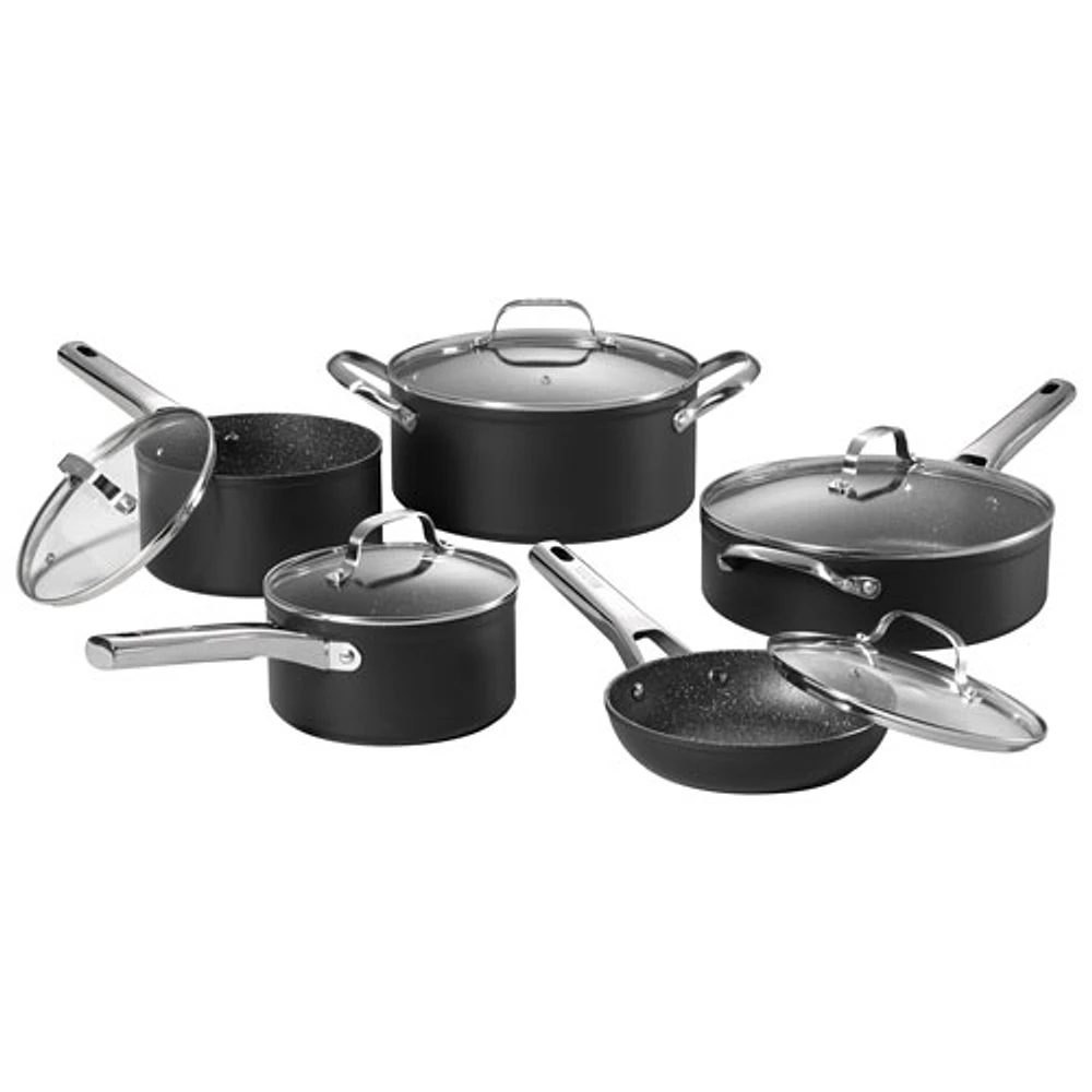 The Rock 10-Piece Aluminium/Stainless Steel Cookware Set - Black/Silver - Only at Best Buy