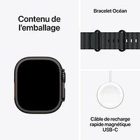 Apple Watch Ultra 2 (GPS + cellulaire) avec boîtier de 49 mm en titane naturel et bracelet océan marine