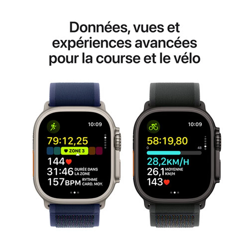 Apple Watch Ultra 2 (GPS + cellulaire) avec boîtier de 49 mm en titane naturel et bracelet océan marine