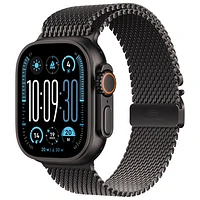 Apple Watch Ultra 2 (GPS + cellulaire) avec boîtier de 49 mm en titane noir et bracelet milanais en titane noir