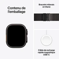 Apple Watch Ultra 2 (GPS + cellulaire) avec boîtier de 49 mm en titane noir et bracelet milanais en titane noir