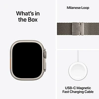 Apple Watch Ultra 2 (GPS + cellulaire) avec boîtier de 49 mm en titane naturel et bracelet milanais en titane naturel