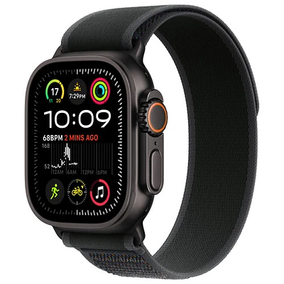 Apple Watch Ultra 2 (GPS + cellulaire) avec boîtier de 49 mm en titane noir et bracelet sentier noir