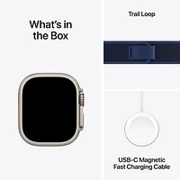 Apple Watch Ultra 2 (GPS + Cellular) 49mm Natural Titanium Case with Blue Trail Loop - Small/Medium