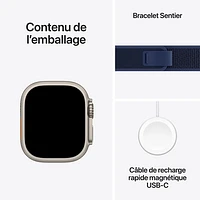 Apple Watch Ultra 2 (GPS + Cellular) 49mm Natural Titanium Case with Blue Trail Loop - Small/Medium