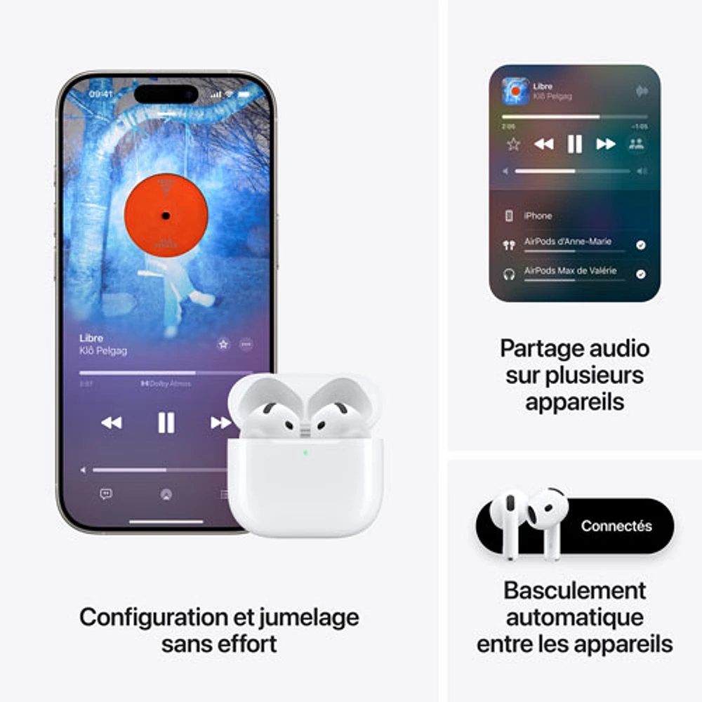 Écouteurs boutons 100 % sans fil AirPods 4 d'Apple avec étui de chargement USB-C