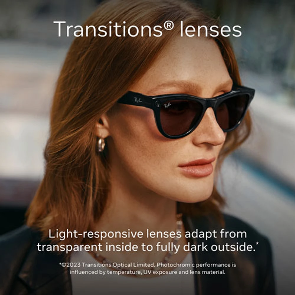 Ray-Ban | Meta Skyler Glasses with AI, Photo, Video, Audio & Messaging - Shiny Black/Clear to Amethyst Transitions