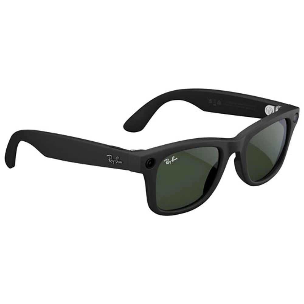 Ray-Ban | Meta Wayfarer Smart Glasses with AI, Photo, Video, Audio & Messaging - Matte Black/Clear to Graphite Green Transitions